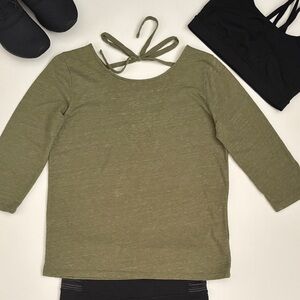 J. Crew Olive V Tie Back Tee